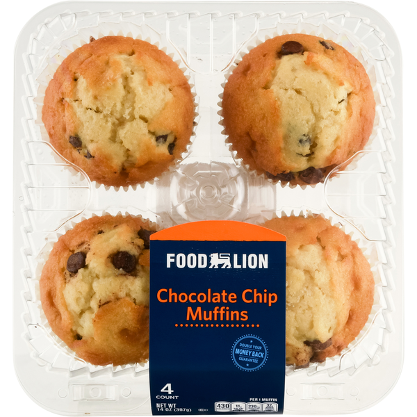 Food Lion Bakery Chocolate Chip Muffins - 4 ct