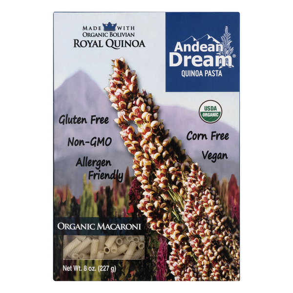 Andean Dream Organic Gluten Free Vegan Quinoa Macaroni Pasta