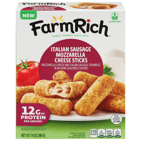 Farm Rich Italian Sausage Mozzarella Cheese Sticks Frozen