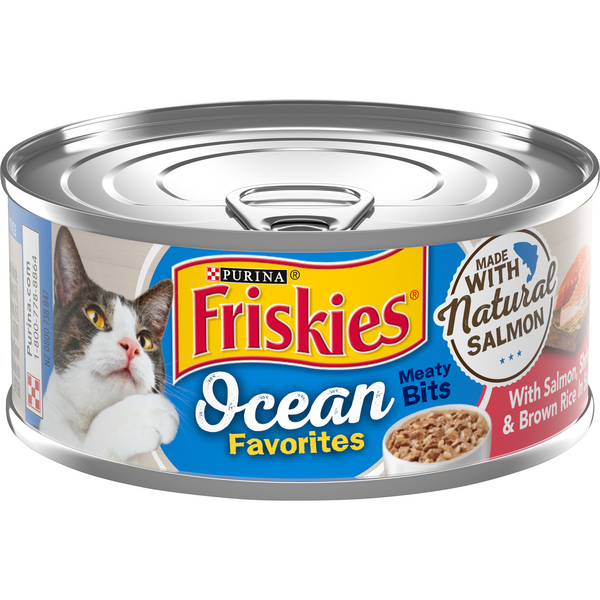 Save on Friskies Ocean Favorites Wet Cat Food with Salmon Shrimp