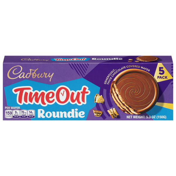 Cadbury TimeOut Thick Chocolate Covered Roundie Wafer - 5 ct
