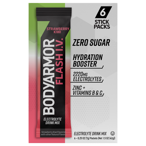 BODYARMOR Flash I.V. Strawberry Kiwi Electrolyte Drink Mix - 6 ct