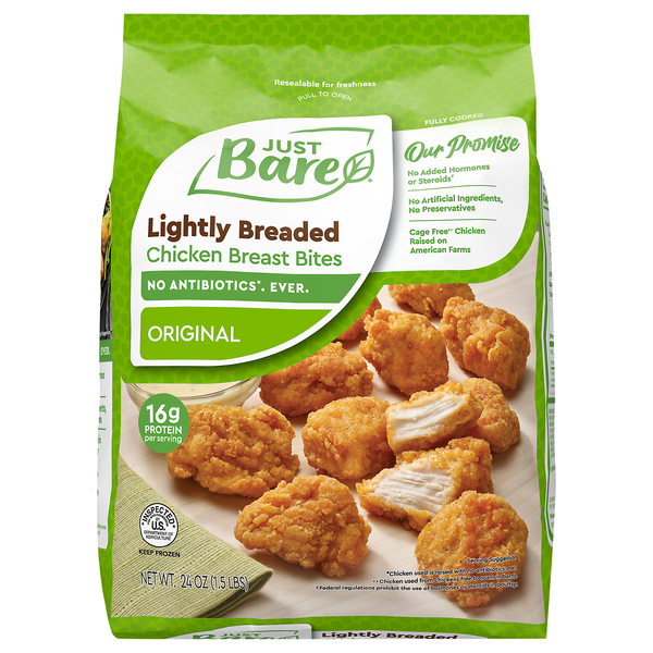 Just BARE Lightly Breaded Chicken Breast Bites Frozen