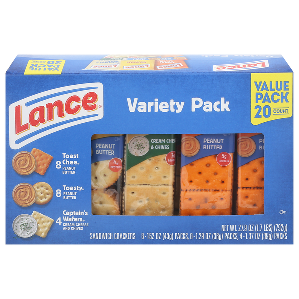 Lance Variety Pack Sandwich Crackers - 20 ct