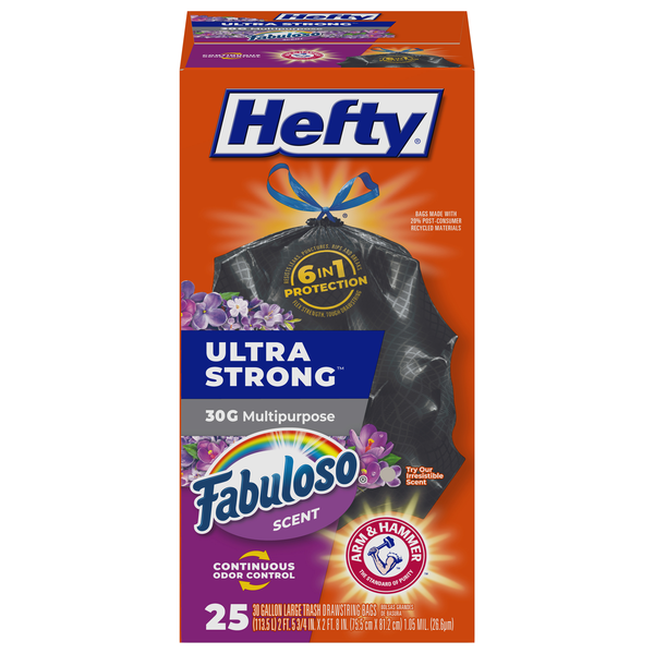 Hefty Ultra Strong Fabuloso Multipurpose Trash Drawstring Bags 30 Gal