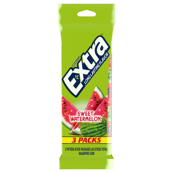 Extra Sugar Free Gum Sweet Watermelon 15 sticks - 3 ct