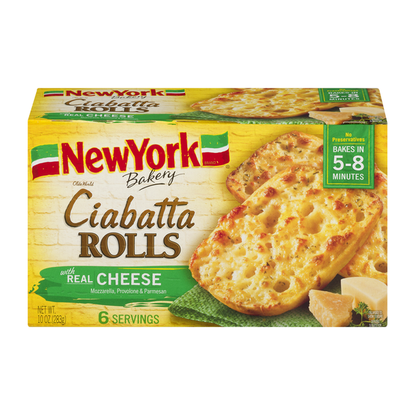 New York Bakery Cheese Ciabatta Rolls - 6 ct