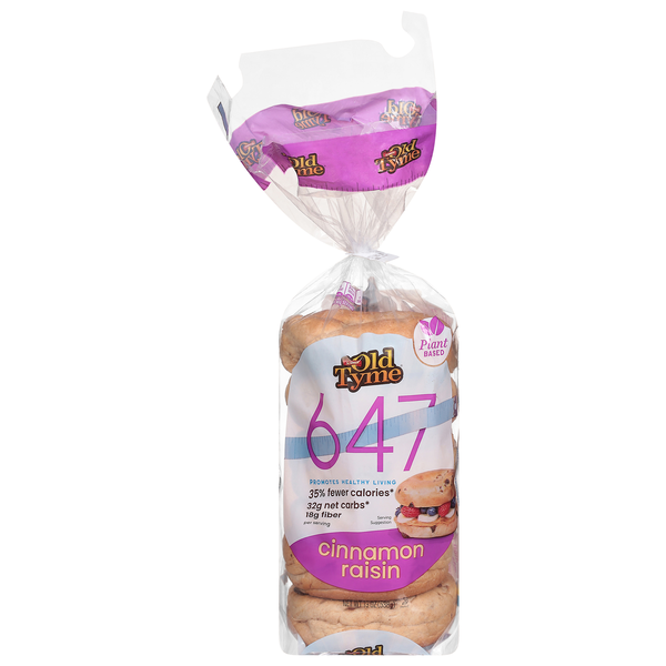 Schmidt Old Tyme 647 Lower Calorie High Fiber Cinnamon Raisin Bagels 6 ct