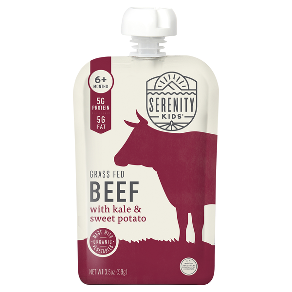 Serenity Kids Organic Baby Food Grass-fed Beef with Kale & Sweet Potato