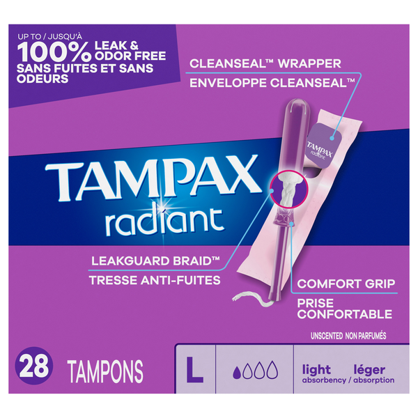Tampax Radiant Unscented Light Tampons