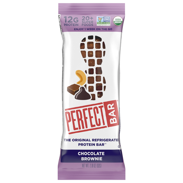 Perfect Bar Organic Chocolate Brownie 12g Protein Bar Refrigerated