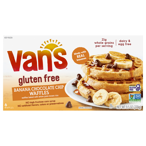 Van's Gluten Free Banana Chocolate Chip Waffles - 6 ct