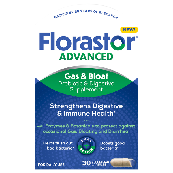 Florastor Advanced Gas & Bloat Probiotic & Digestive Supplement