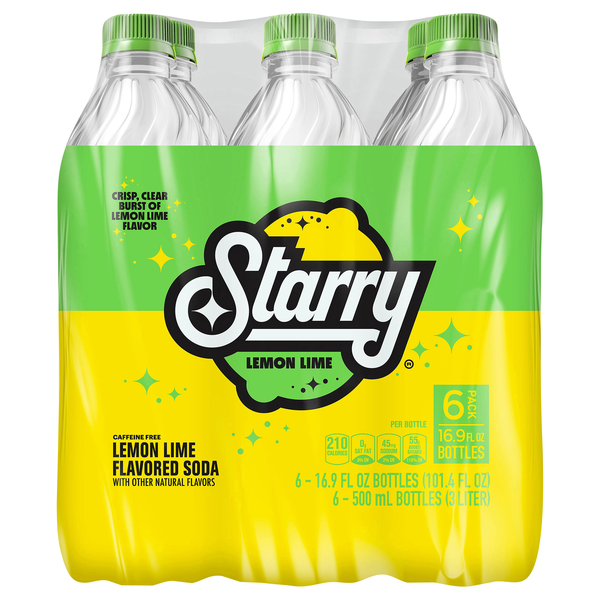 Starry Lemon Lime Flavored Soda Caffeine Free - 6 pk