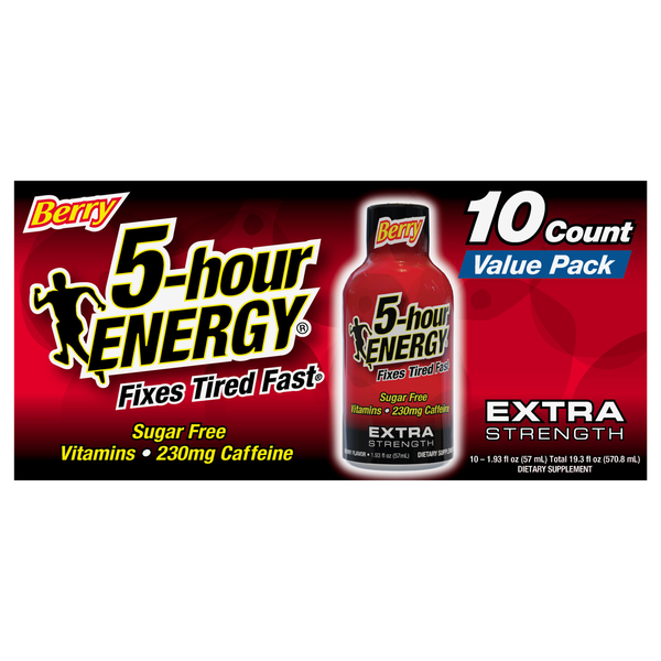 5-Hour Extra Strength Sugar Free Berry Energy Shot - 10 pk
