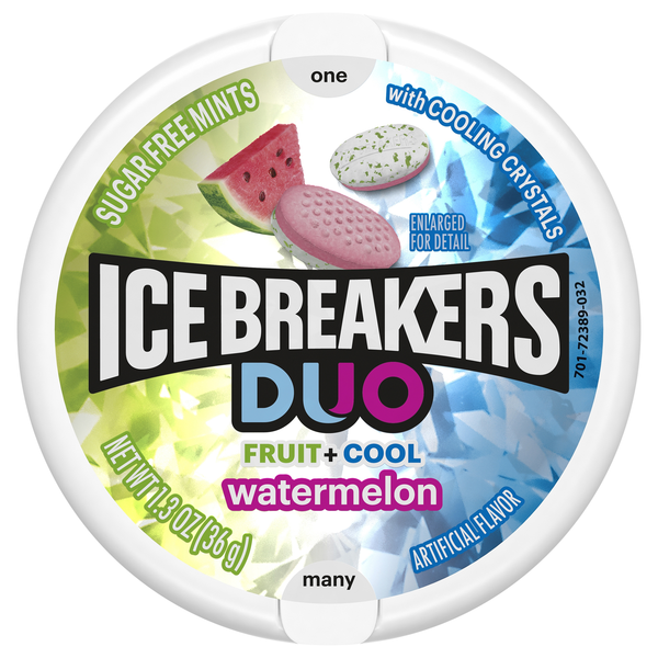 Ice Breakers Duo Fruit + Cool Sugar Free Watermelon Mints