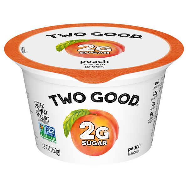 Save on Two Good Greek Yogurt Peach Low Fat Low Carb Keto Friendly