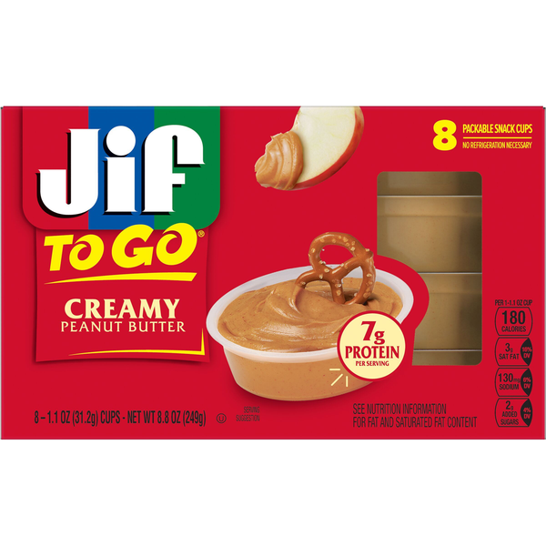 Jif To Go Creamy Peanut Butter Portable Snack Cups - 8 ct