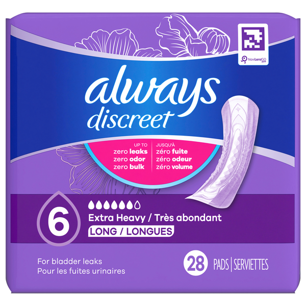 Always Discreet Bladder Leak Pads Extra Heavy Long