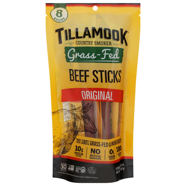Tillamook Country Smoker Grass-Fed Original Beef Sticks - 8 ct