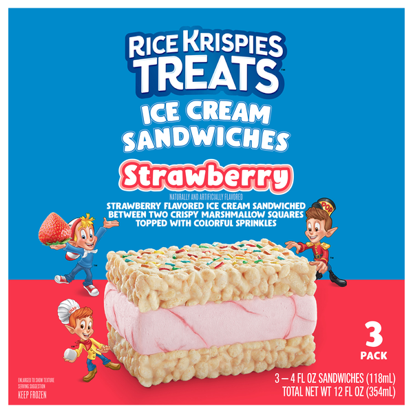 Kellogg's Rice Krispies Treats Strawberry Ice Cream Sandwiches - 3 ct