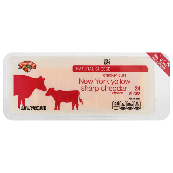 Hannaford Cracker Cuts New York Yellow Sharp Cheddar Cheese Slices - 24 ct