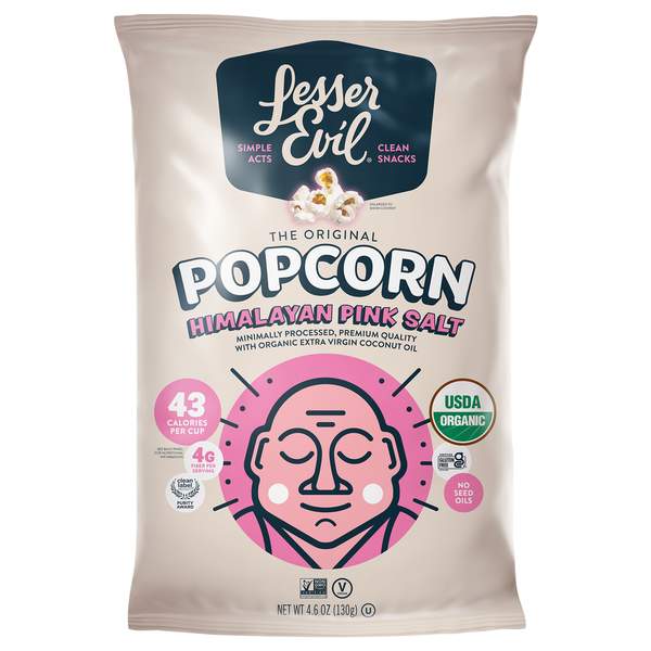 LesserEvil Organic Gluten Free Himalayan Pink Popcorn
