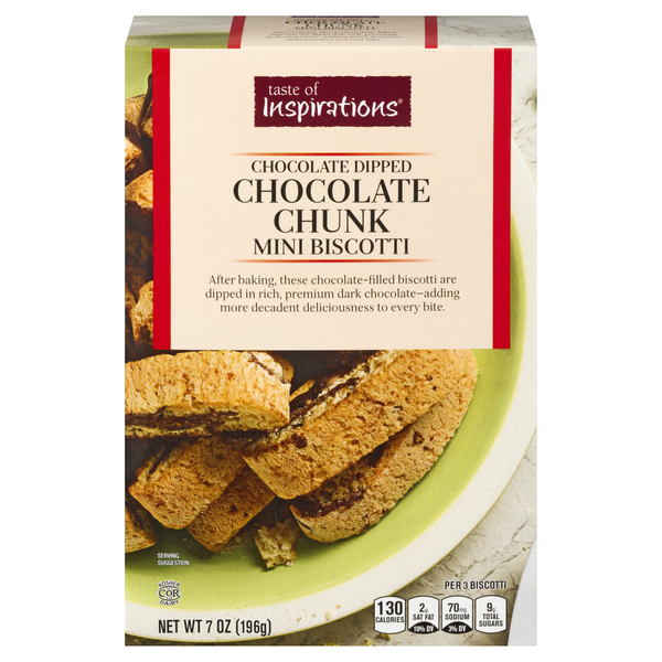 Taste of Inspirations Mini Biscotti Chocolate Chunk Chocolate Dipped
