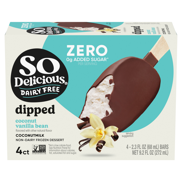 So Delicious Dairy Free Dipped Vanilla Bean Coconutmilk Dessert Bars - 4ct