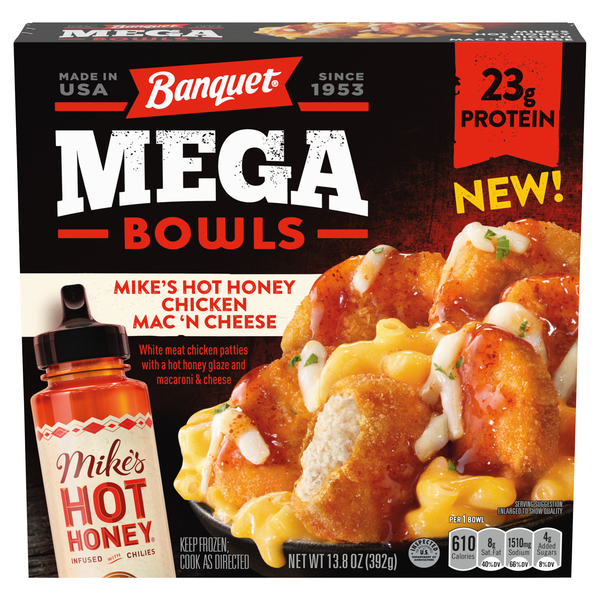 Banquet MEGA Bowls Mike's Hot Honey Chicken Mac 'n Cheese Frozen Meal