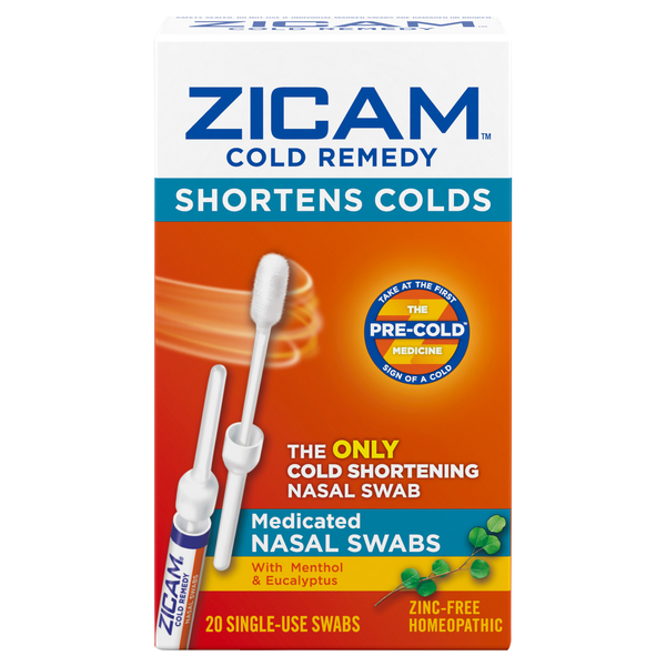 ZICAM Cold Remedy Medicated Nasal Swabs with Cooling Menthol & Eucalyptus