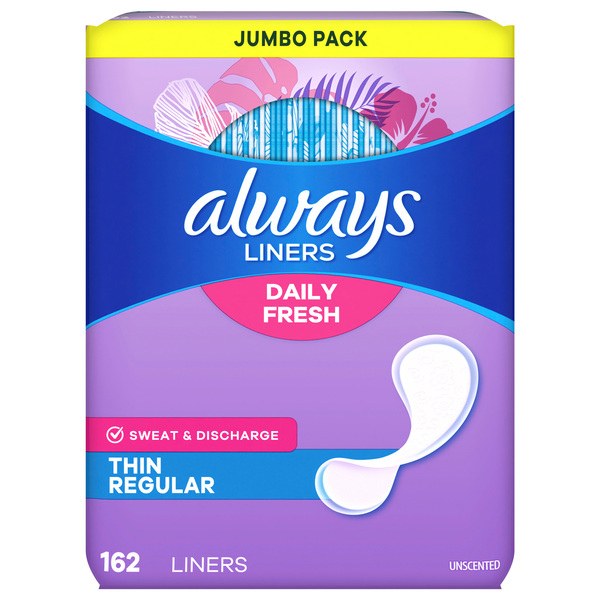Always No Feel Protection Unscented Thin Daily Liners