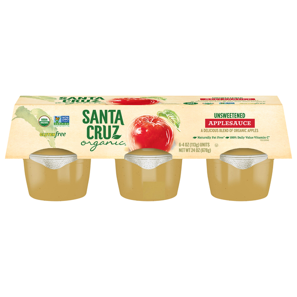 Santa Cruz Organic Unsweetened Applesauce Cups - 6 ct