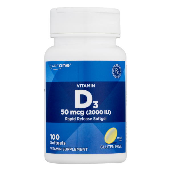 CareOne Gluten Free Vitamin D3 Rapid Release Softgels