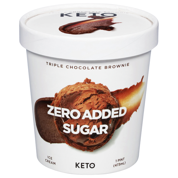 Keto Zero Added Sugar Triple Chocolate Brownie Ice Cream