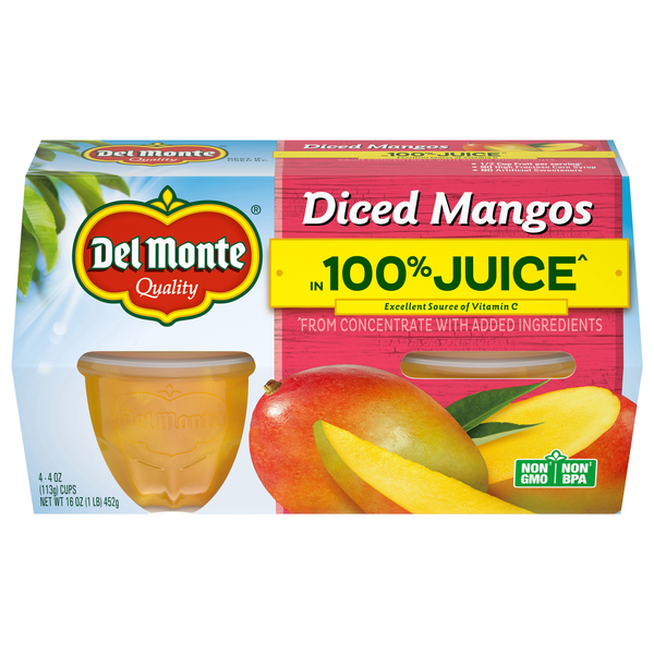 Save on Del Monte Diced Mangos Fruit Cups in Juice ct Order