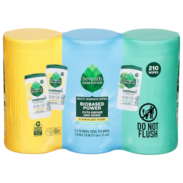 Seventh Generation Multi Surface Wipes Assorted 70 ea - 3 ct