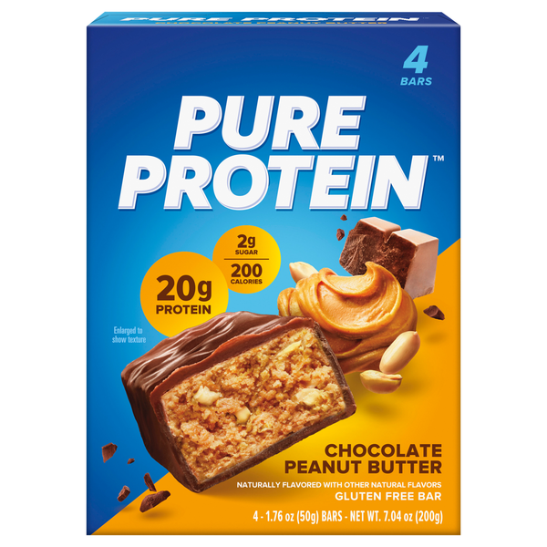Pure Protein Gluten Free Chocolate Peanut Butter 20g Protein Bars - 4 ct