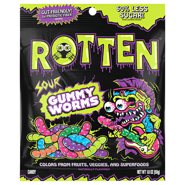 Rotten Sour Gummy Worms Candy