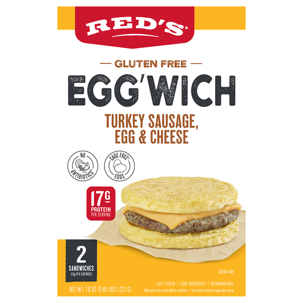 Red's Gluten Free Egg'Wich Turkey Sausage Egg & Cheese Sandwich - 2 ct