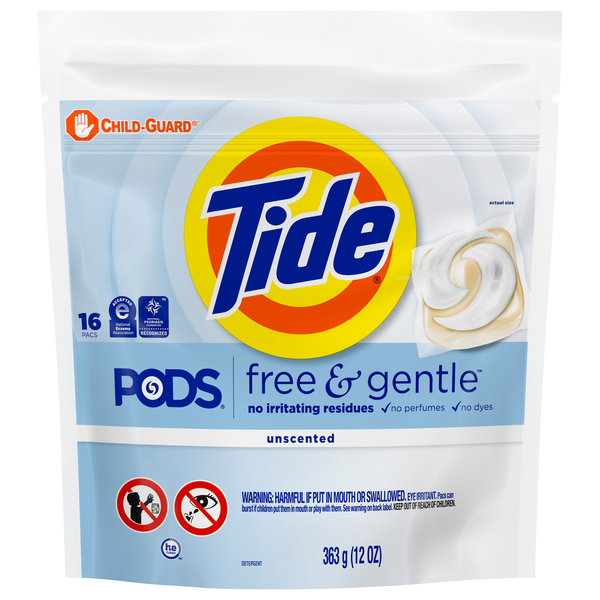 Tide PODS Free & Gentle Laundry Detergent Pacs - 16 ct