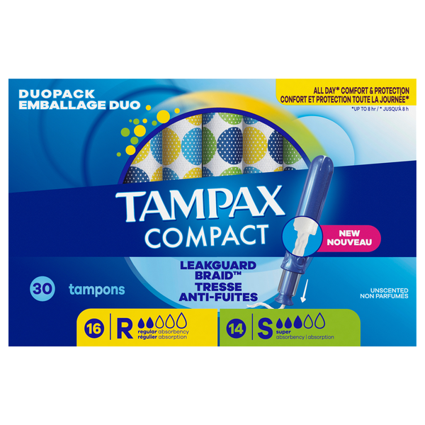 Tampax Pocket Pearl Unscented Regular & Super Compact Tampons