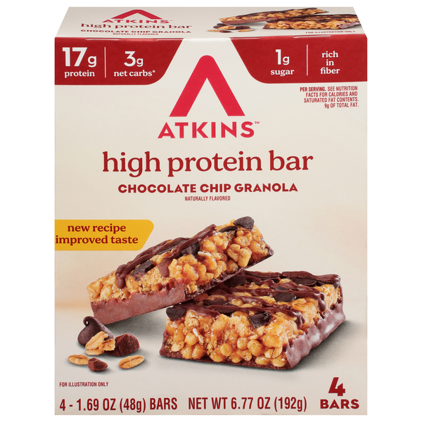 Atkins High Protein Chocolate Chip Granola Bars - 4 ct