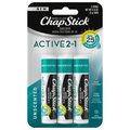 ChapStick Active 2-n-1 Lip Moisturizer SPF 25 Unscented - 3 ct