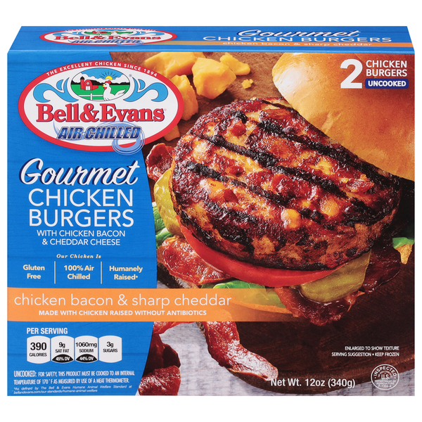 Bell & Evans Gourmet Chicken Burgers Uncooked - 2 ct Frozen