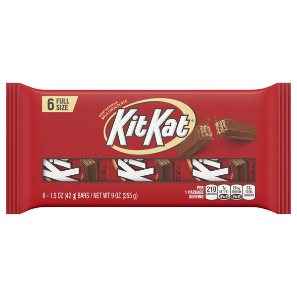 KIT KAT Milk Chocolate Crisp Wafers Candy Full Size Bars - 6 ct