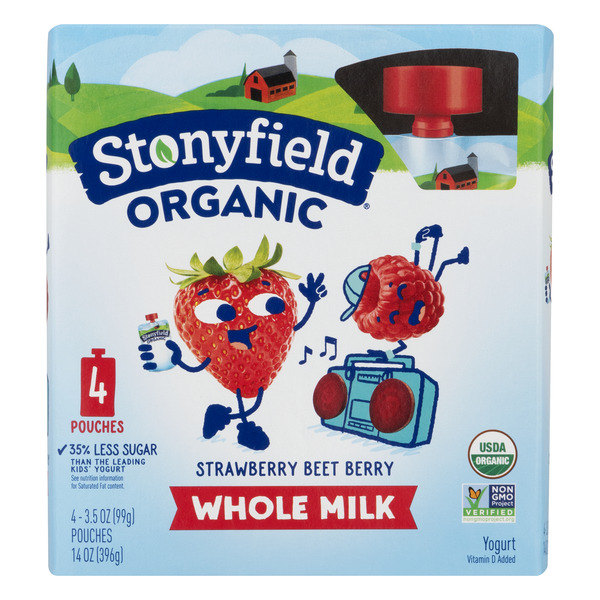 Save on Stonyfield Organic Yogurt Pouches Whole Milk Strawberry Beet Berry 4 ct Order Online
