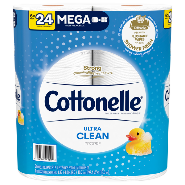 Save on Cottonelle Ultra Clean Toilet Paper Mega Roll 1Ply Unscented