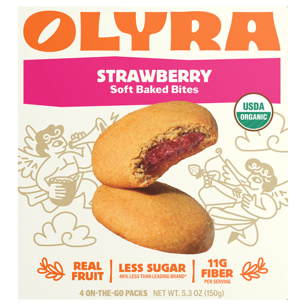 Olyra Organic Strawberry Fruit Filled w/Prebiotics Breakfast Biscuits 4 ct