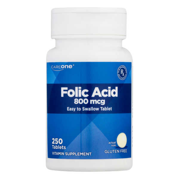 CareOne Gluten Free 800mcg Folic Acid Tablets